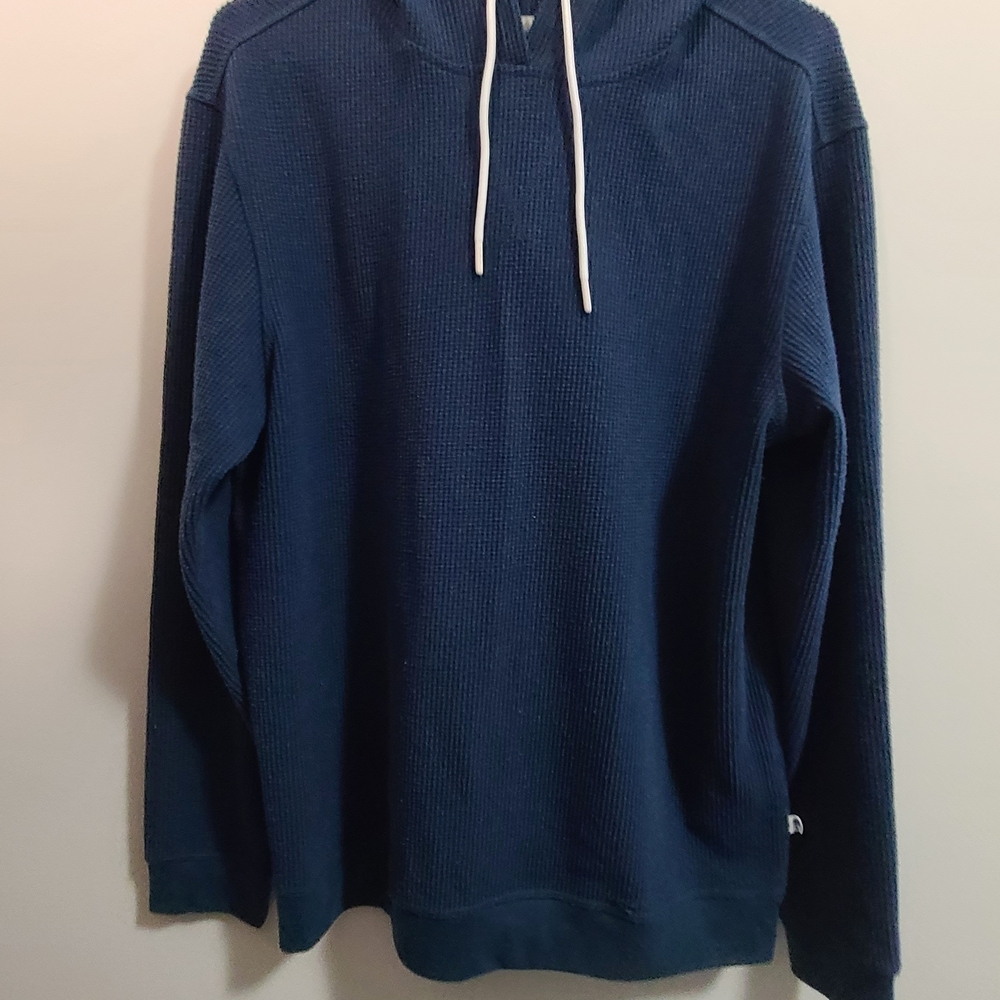 Blue Mugsy Waffle Knit Men's Hoodie SZ M
